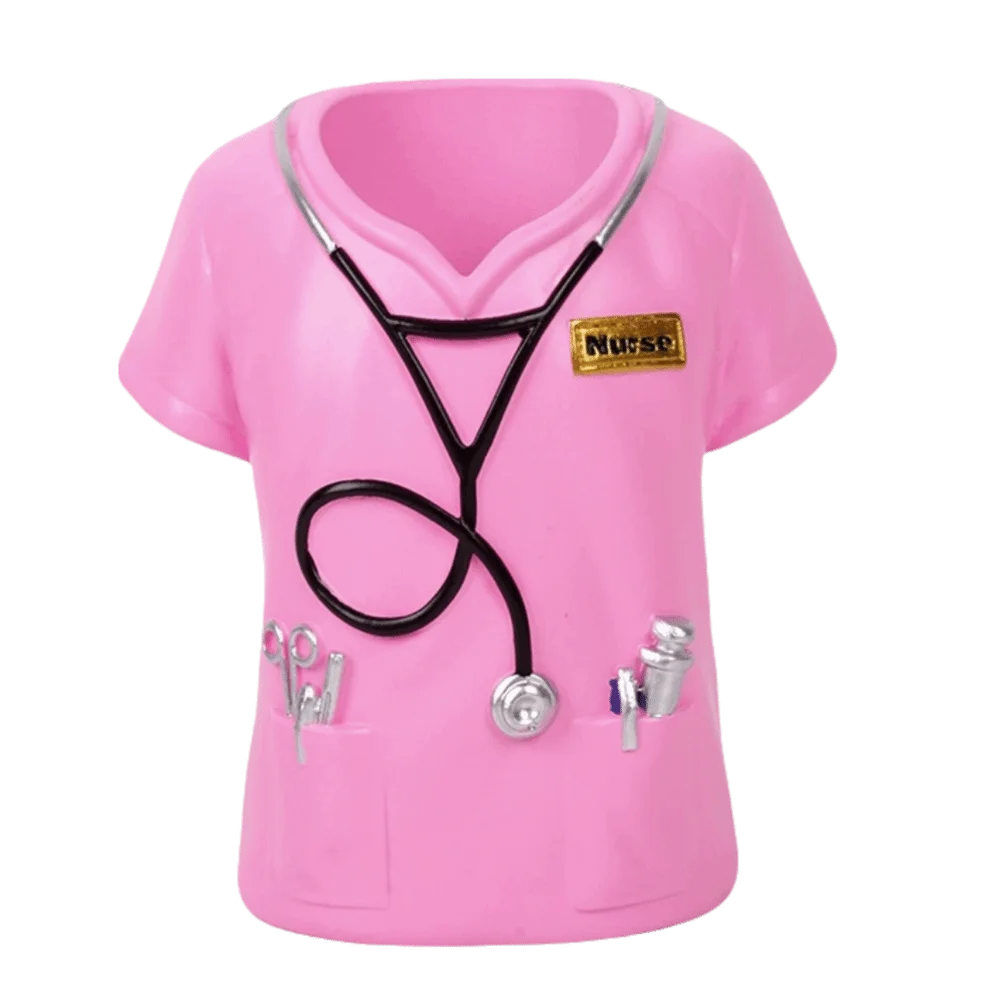 Creative Doctor's Coat-Shaped Pen Holder With Stethoscope Decoration Practical Doctor White Coat Pencil Holder Oasis Select Pink