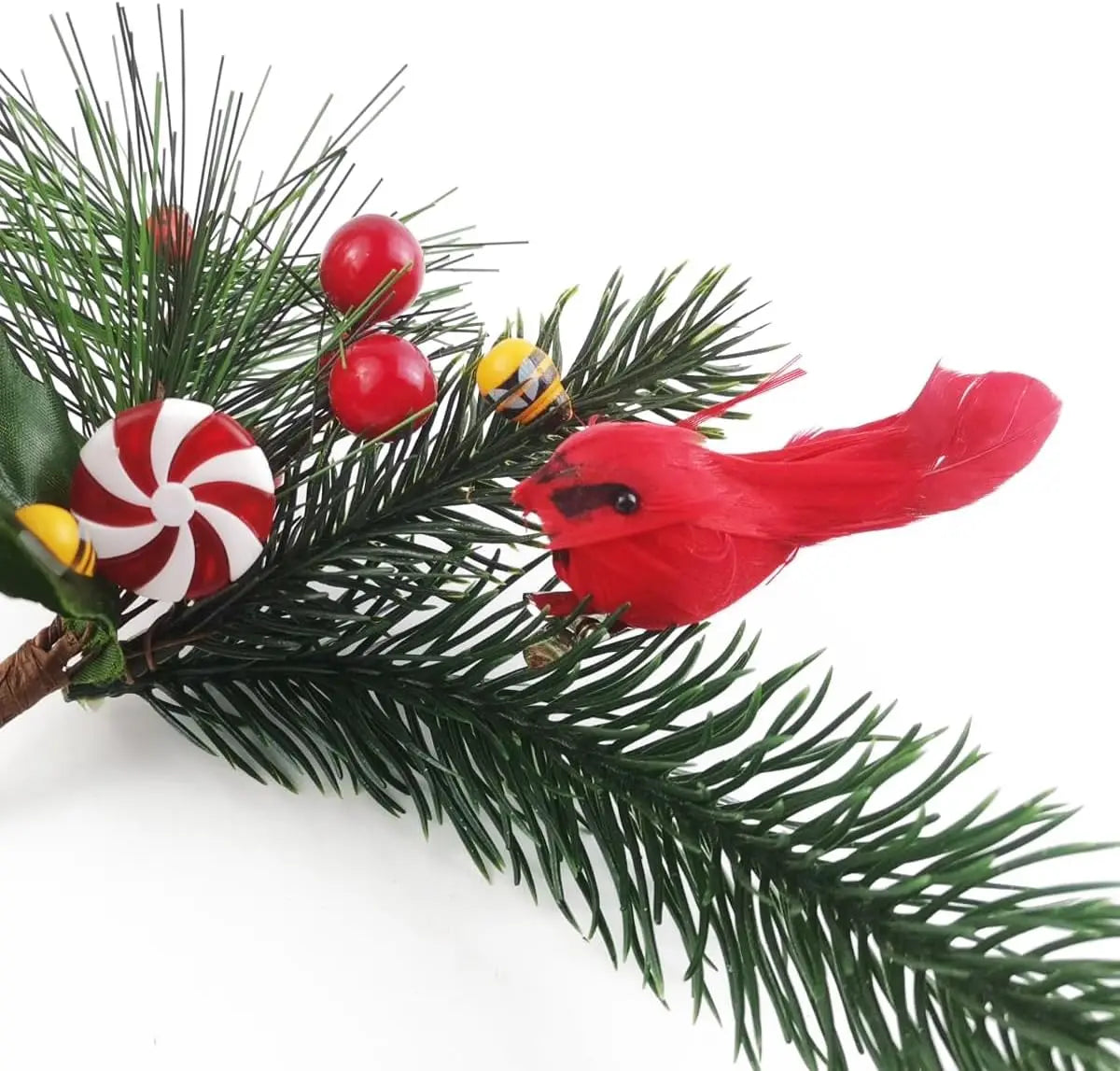 Artificial Red Cardinal Birds Clip on Pine Branches Christmas Realistic Feathered Birds with Clip for Christmas Tree Decor Oasis Select