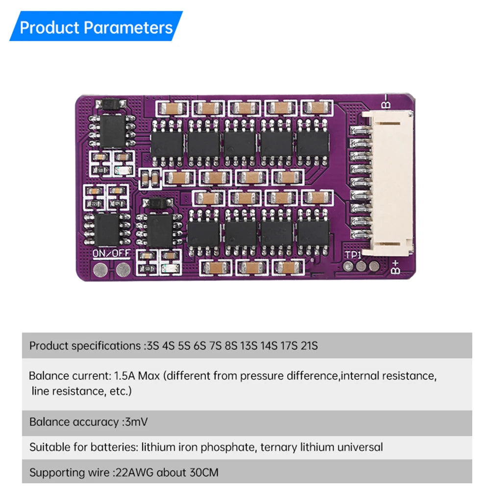 BMS 1.5A 3S 4S 5S 6S 7S 8S 13S 14S 17S 21S Li-ion Lifepo4 LTO Lithium Battery Active Equalizer Balancer Board Balance Capacitor Oasis Select