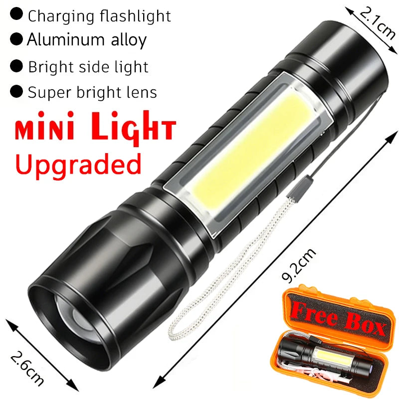 Powerful Mini COB LED Keychain Flashlight USB C Rechargeable Hanging Work Light Waterproof Keyring Camping Walking Pocket Lamp Oasis Select Flashlight Fixed Focus