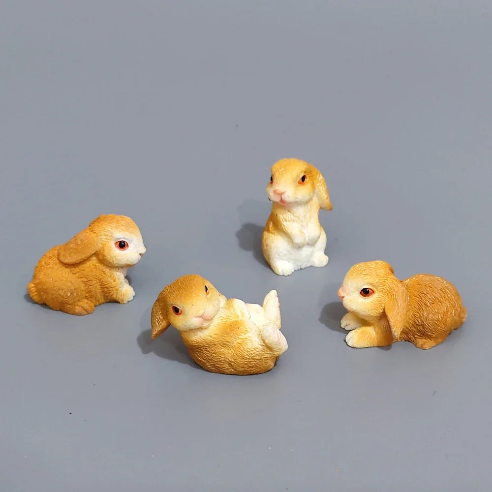 White Hare Dollhouse Ornament Easter Decoration Resin Bunny Statue Miniature Rabbit Figurine Micro Landscape Fairy Garden Oasis Select