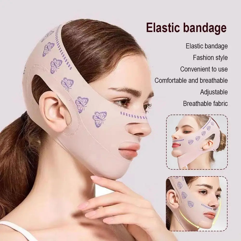 Double-deck Face Slimming Bandage Face Lifting Belt V Line Face Slimming Strap Double Chin Tightener Slim Strap Facial Mask Tool Oasis Select