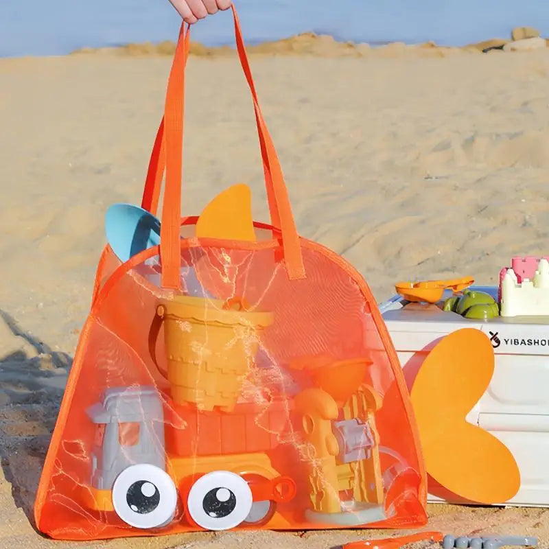Cute Cartoon Large Capacity Storage Bag Foldable Breathable Mesh Sand Digging Toy Organizer Pouch For Travel Outdoor Sports Oasis Select A1