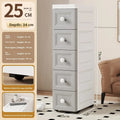 Narrow Storage Box for Kitchen Batoom Organizer Slim storage bin Home utility Closet elf PP Material Versatile Use Oasis Select 25cm Gray 7 Layers