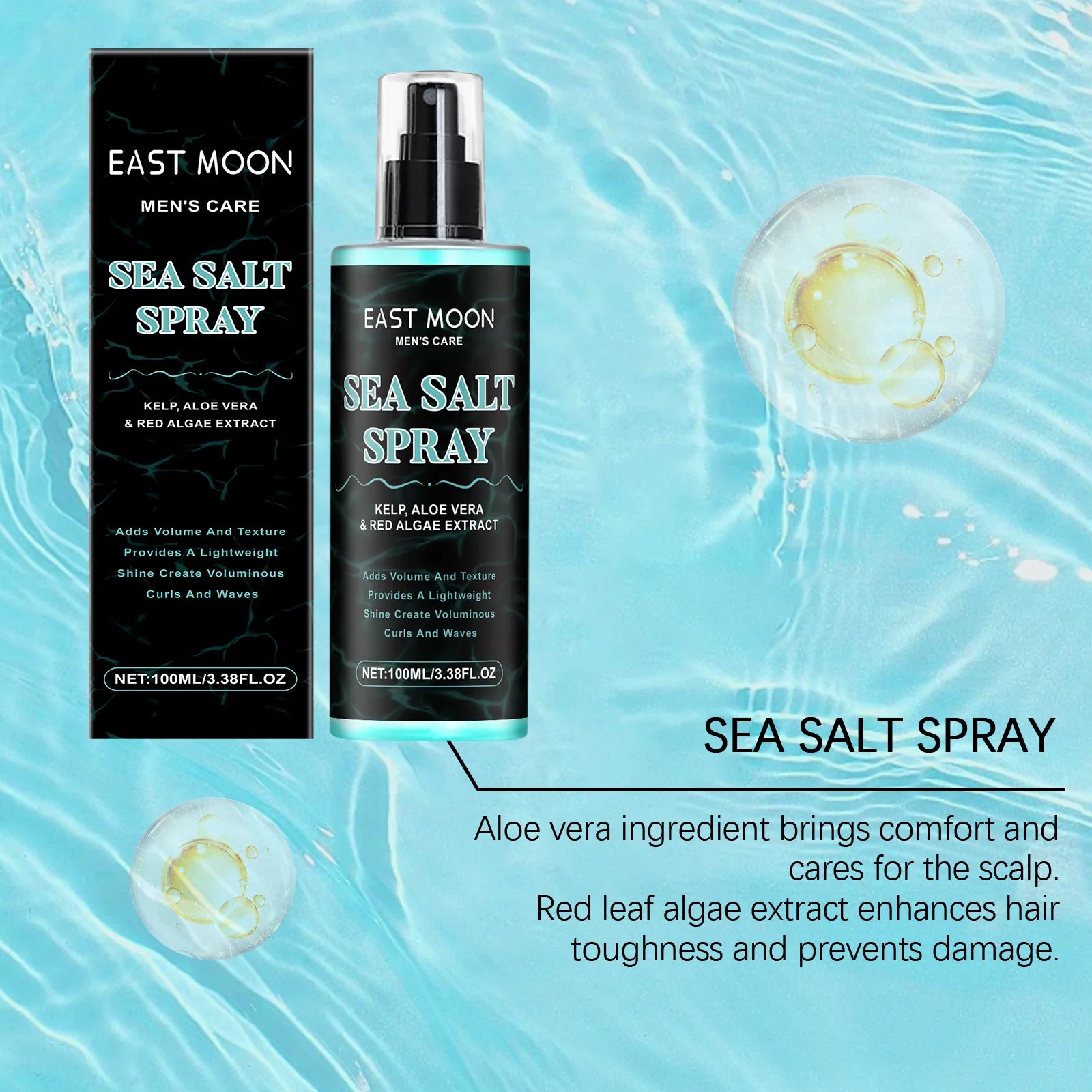 East Moon Sea Salt Spray – Strong Hold, Volume & Texture Hair Styling Spray Oasis Select