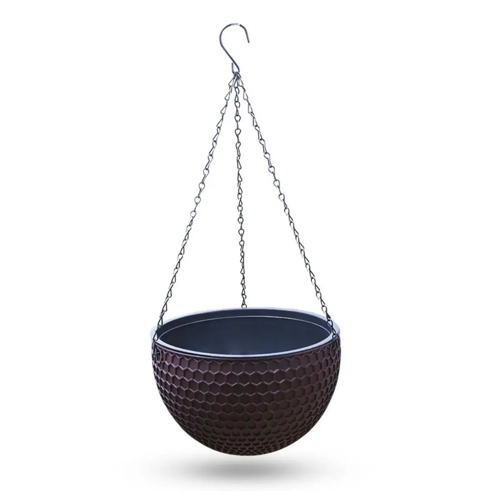 With Drainer and Hanging Chain Honeycomb Hanging Flower Pot Self-Waterin Thickened Hanging Flower Basket Sturdy Hydroponic Oasis Select Brown-M-