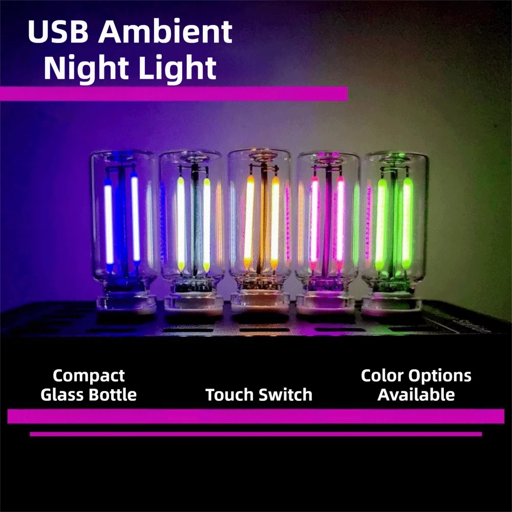 2PCS/lot 5V Touch Dimming USB LED Filament Glass Bulb Retro Edison Bulb Night Light Car Decoration Eye Protection Led Lighting Oasis Select