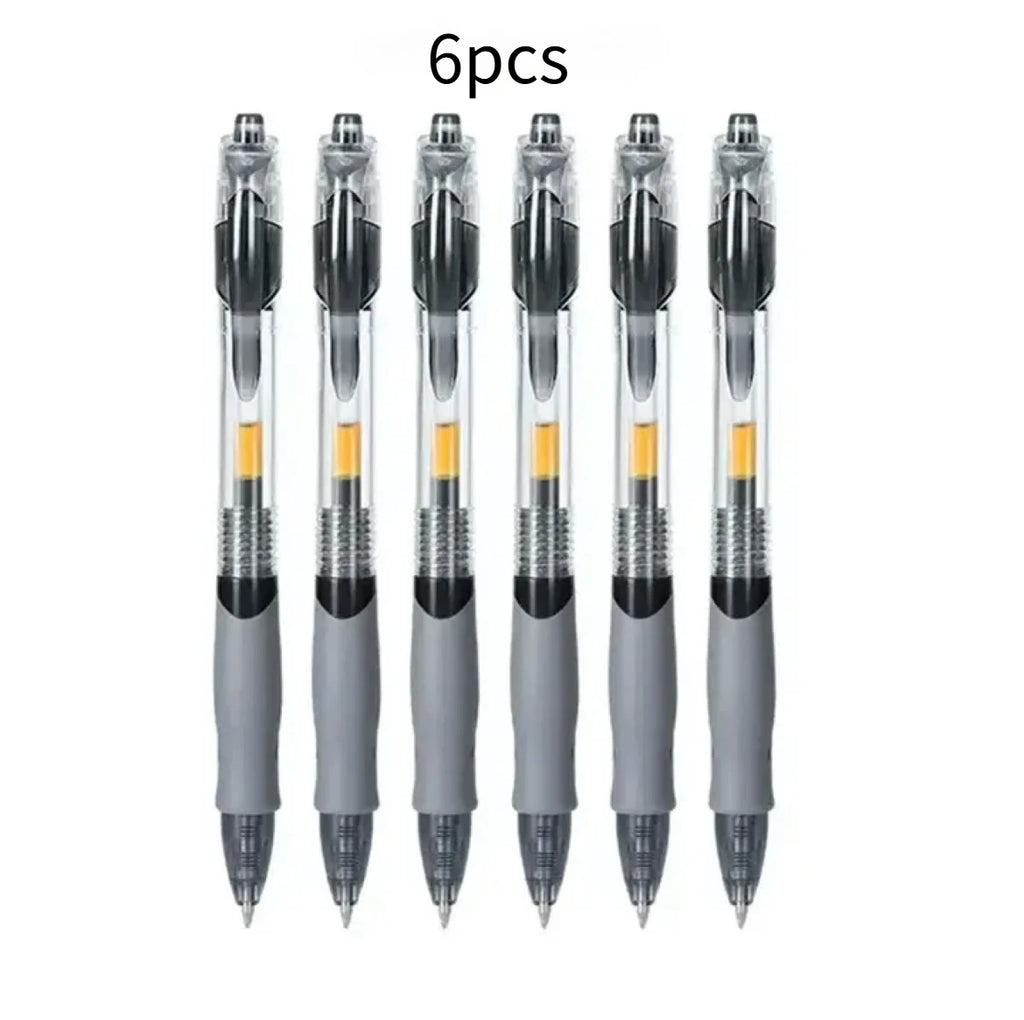 6/12pcs Retractable Gel Pens Set Black/Red/Blue Ink Ballpoint for Writing Refills Office Accessories School Supplies Stationery Oasis Select 6pcs Gray