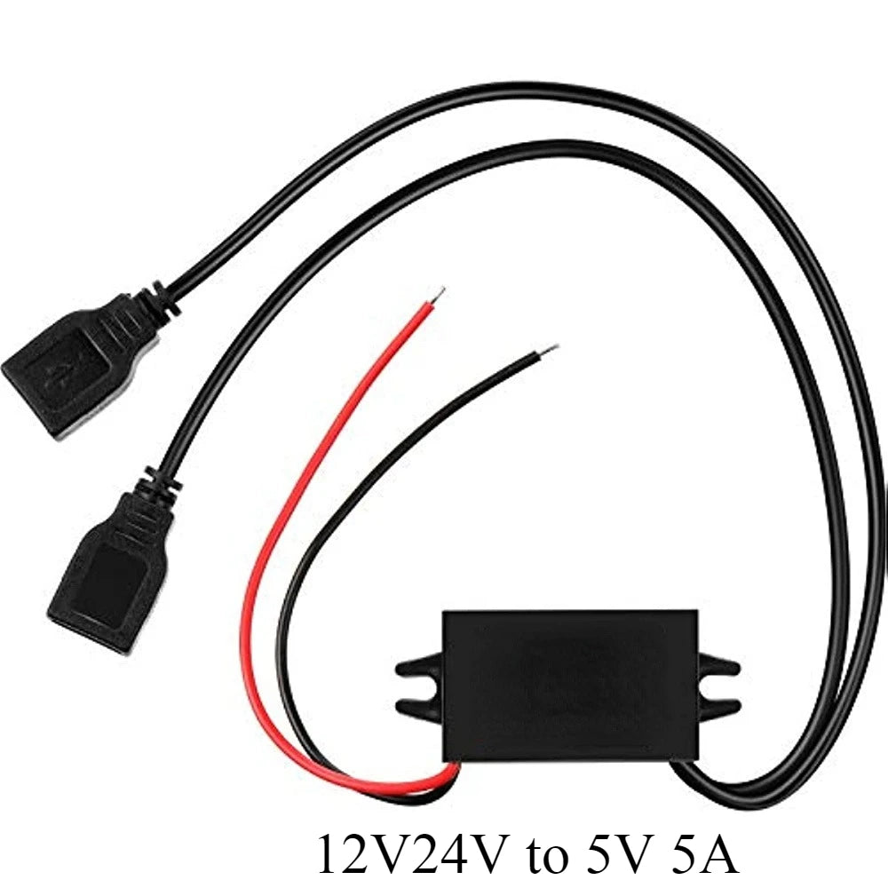 12V24V to 5V 3A 5A Micro Mini USB Step Down Voltage Power Supply Output Adapter Heat Auto Protection DC DC Car Power Converter Oasis Select Dual Square USB 5A 12V24V 5V|China Mainland