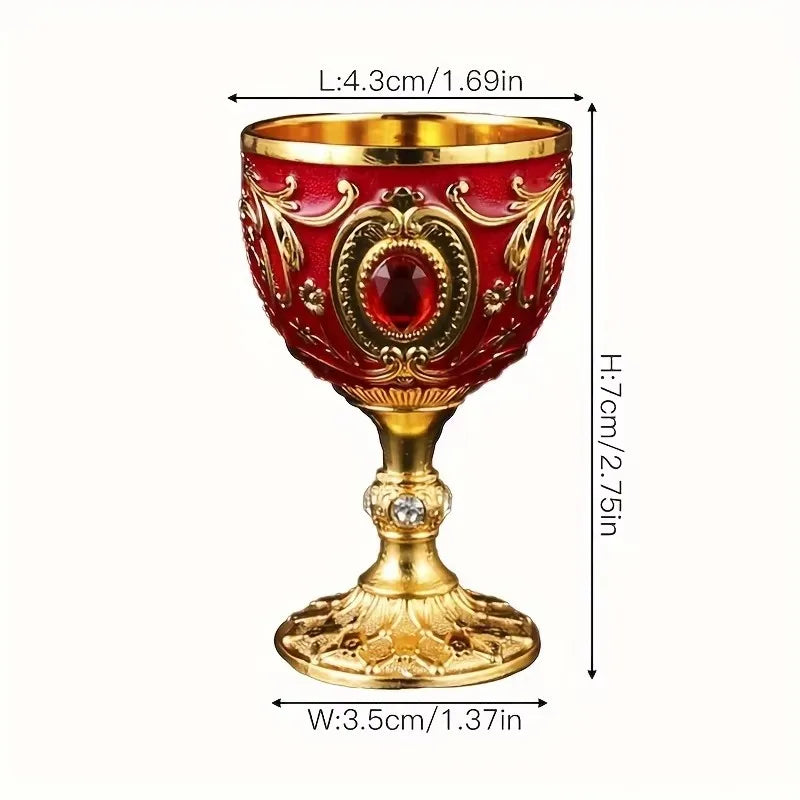 Embossed Metal Chalice Goblet | Vintage Wine & Liqueur Cup