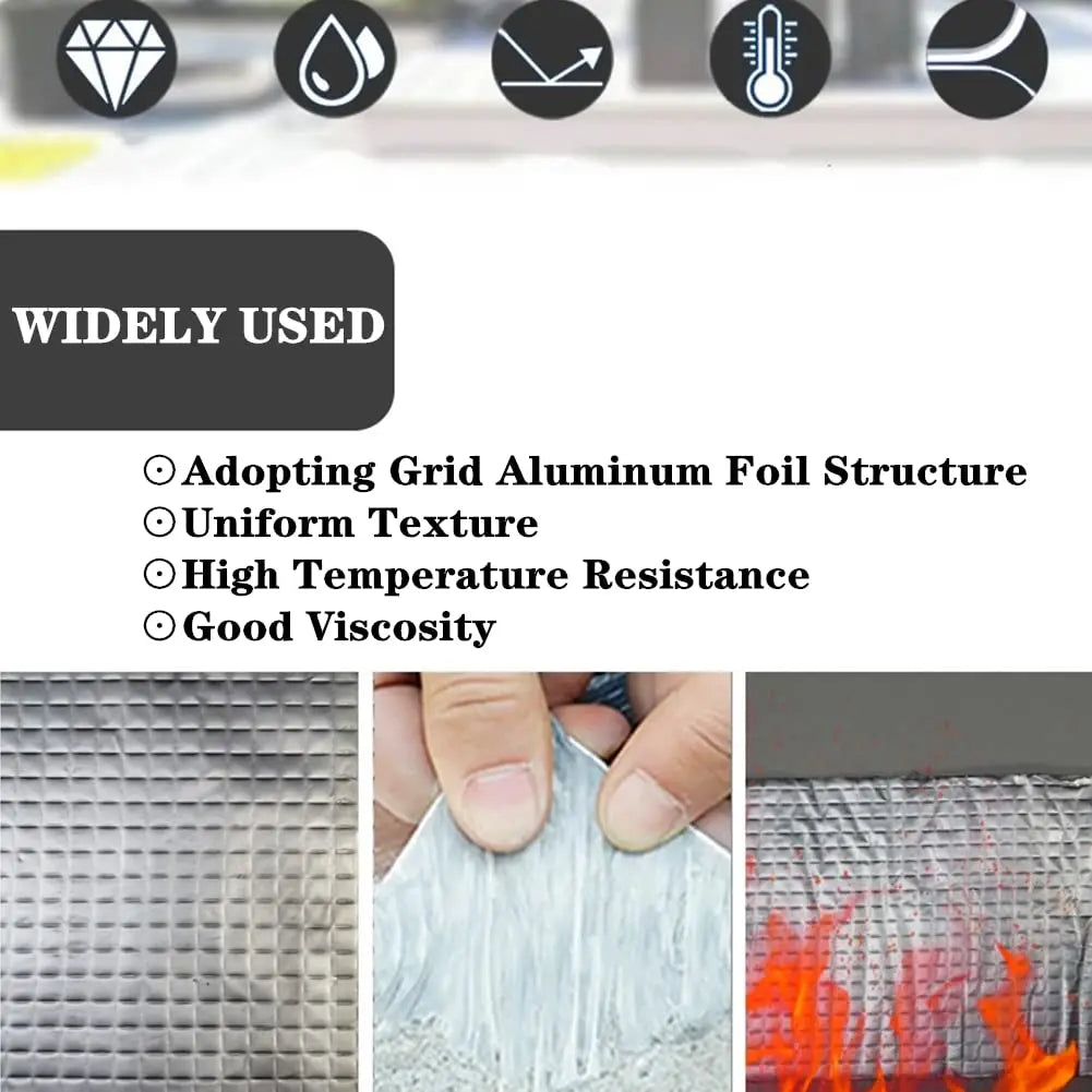 Waterproof Tape High Temperature Resistance Aluminum Foil Thicken Butyl Tape Wall Pool Roof Crack Duct Repair Sealed Self Tape Oasis Select