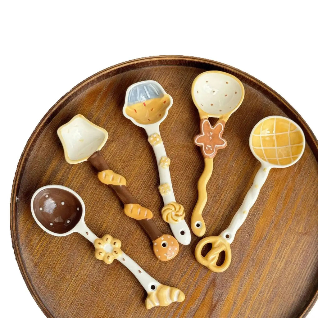 Cute Ceramic Bread-shaped Spoon, Aesthetically Pleasing Dessert Spoon, Adorable Spoon Kitchen Tablewear Oasis Select