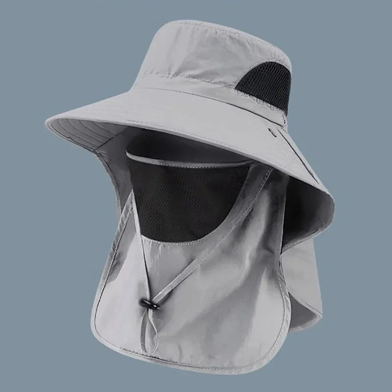 Summer Sun Hats UV Protection Outdoor Hunting Fishing Cap For Men Women Hiking Camping Visor Bucket Hat Neck Flap Fisherman Hat Oasis Select GRAY