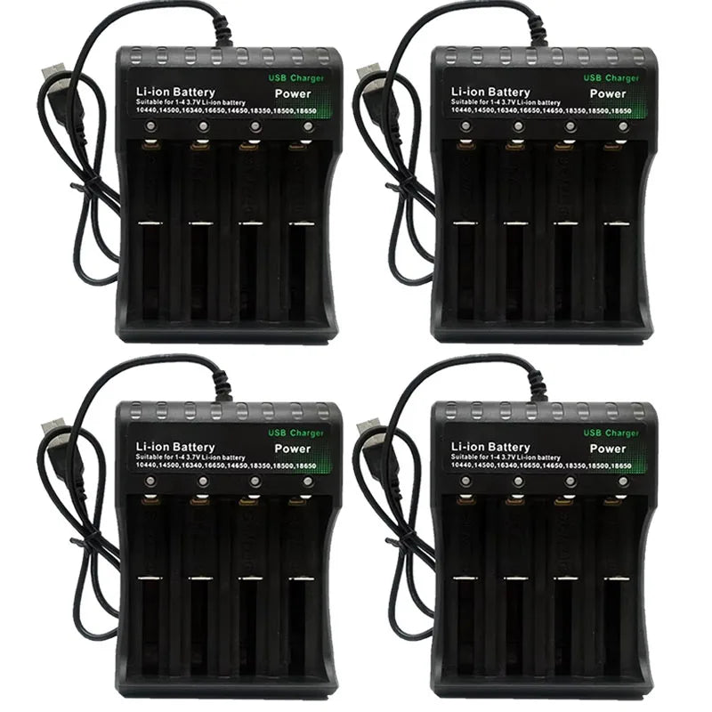 1-5Pcs 18650 Battery Charger Black 1 2 4 Slots AC 110V 220V Dual For 18650 Charging 3.7V Rechargeable Lithium Battery Charger Oasis Select 4 Slots USB-4pcs