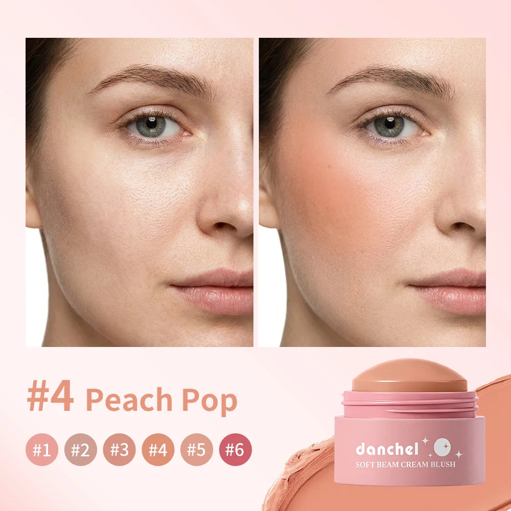6 Colors Waterproof Blush Cream Long-Lasting Nourishing Lightweight Natural Finish Semi-matte Blusher Multi-Use Makeup for Women Oasis Select