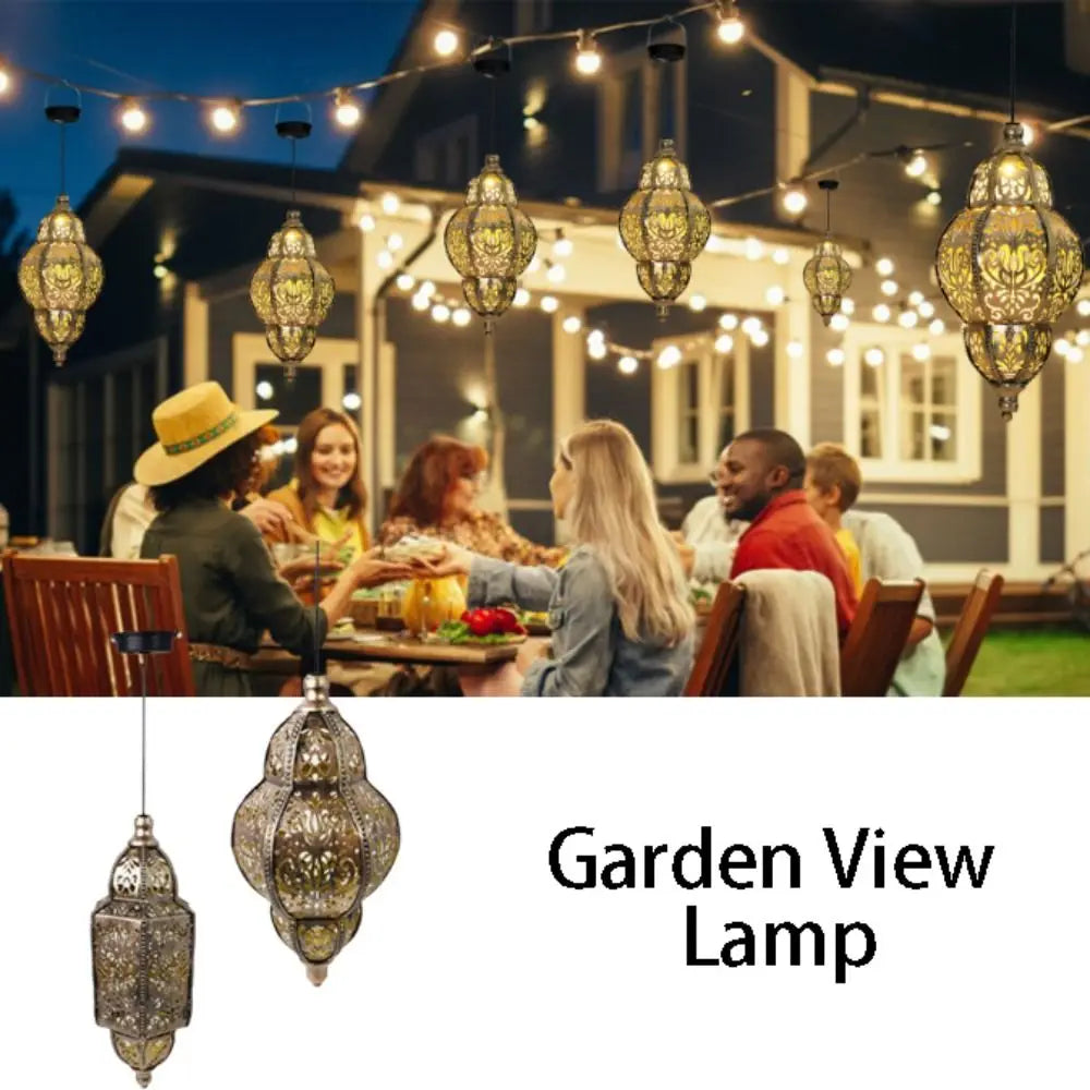 Solar Iron Art Garden Lantern | Waterproof Outdoor Hanging Light