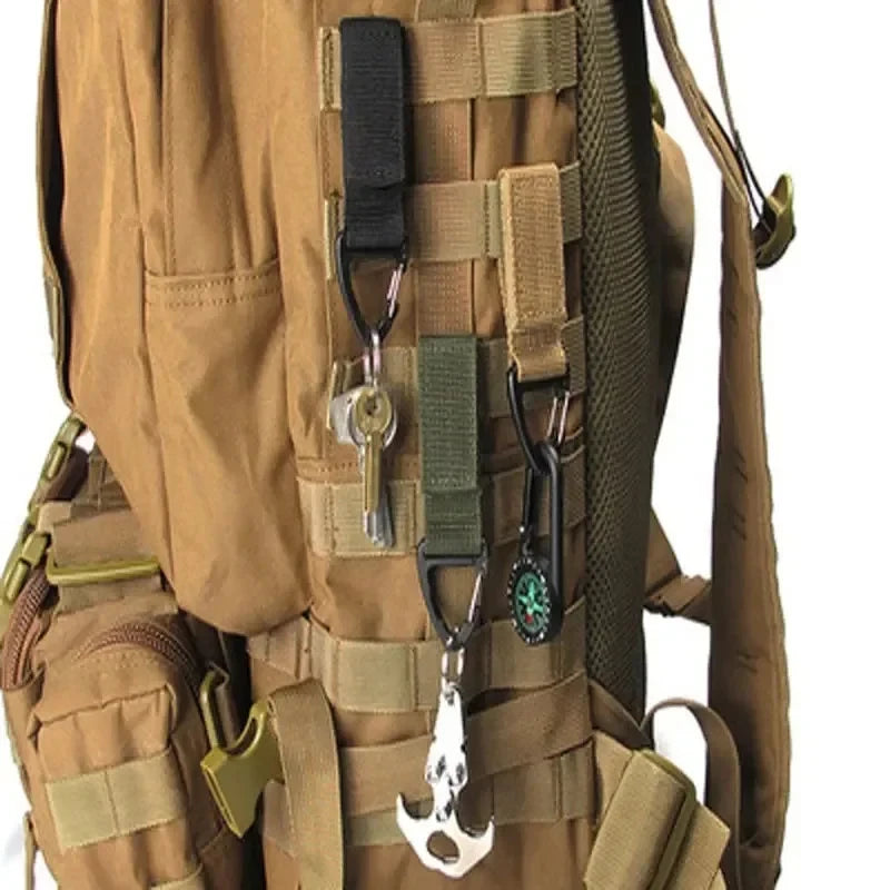2/4Pcs Tactical Hanging Key Hook Clip Clamp Buckle Nylon Webbing Molle Belt Carabiner Outdoor Strap Climbing Accessories Oasis Select