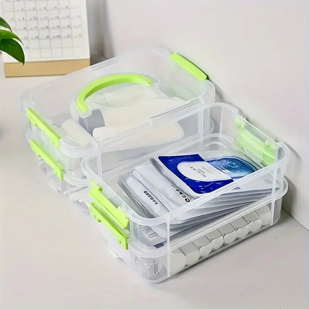 4-layer Transparent Plastic Storage Box Cover Partitioned Drawer Storage Box Building Block Storage Box Portable Storage Box Oasis Select