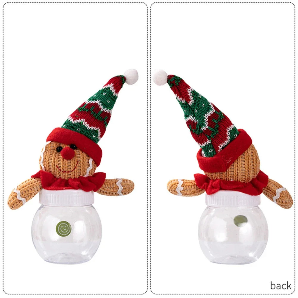 Seasonal Candy Jar with Biscuit Man Design for Treat Organization Clear Fabric and Plastic Build for Holiday Decoration Oasis Select