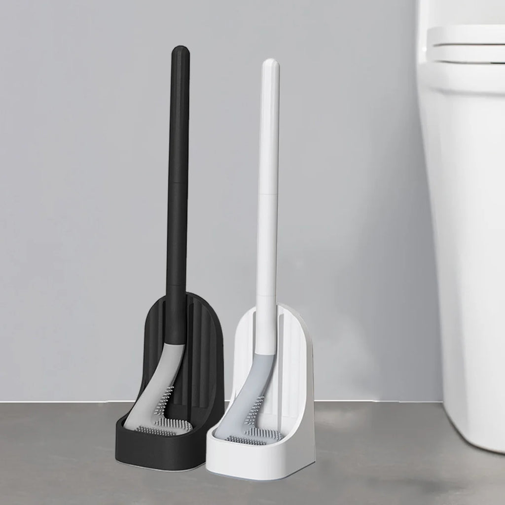 Toilet Brush with Base, Wall-Mounted Quick-Drain Cleaning Tool for Bathroom, All-Round Cleaning Brush, Soft Rubber Brush Head, Does Not Damage the Glaze, Toilet Cleaning Brush Bathroom Accessory Set Oasis Select