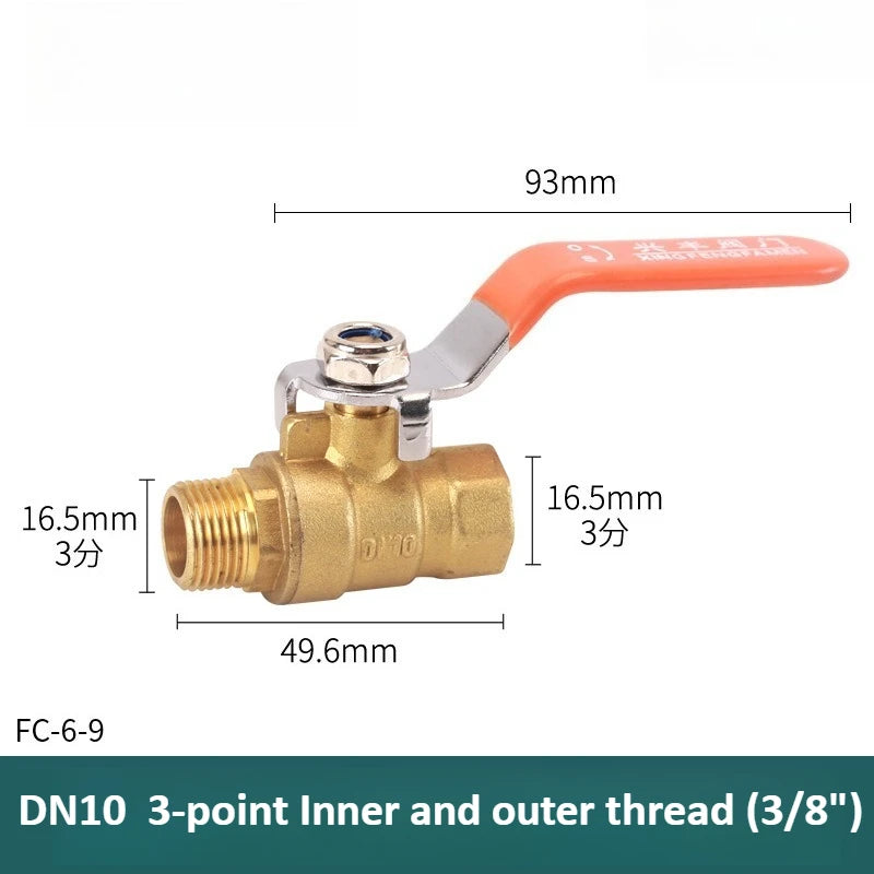 Brass Long Rod Ball Valve 1/8 "1/4" 3/8 "1/2" 3/4 "1 Inch Internal/external Thread Connector Adapter Copper Pipe Connector Oasis Select 3-point Inner outer Long stem ball valve
