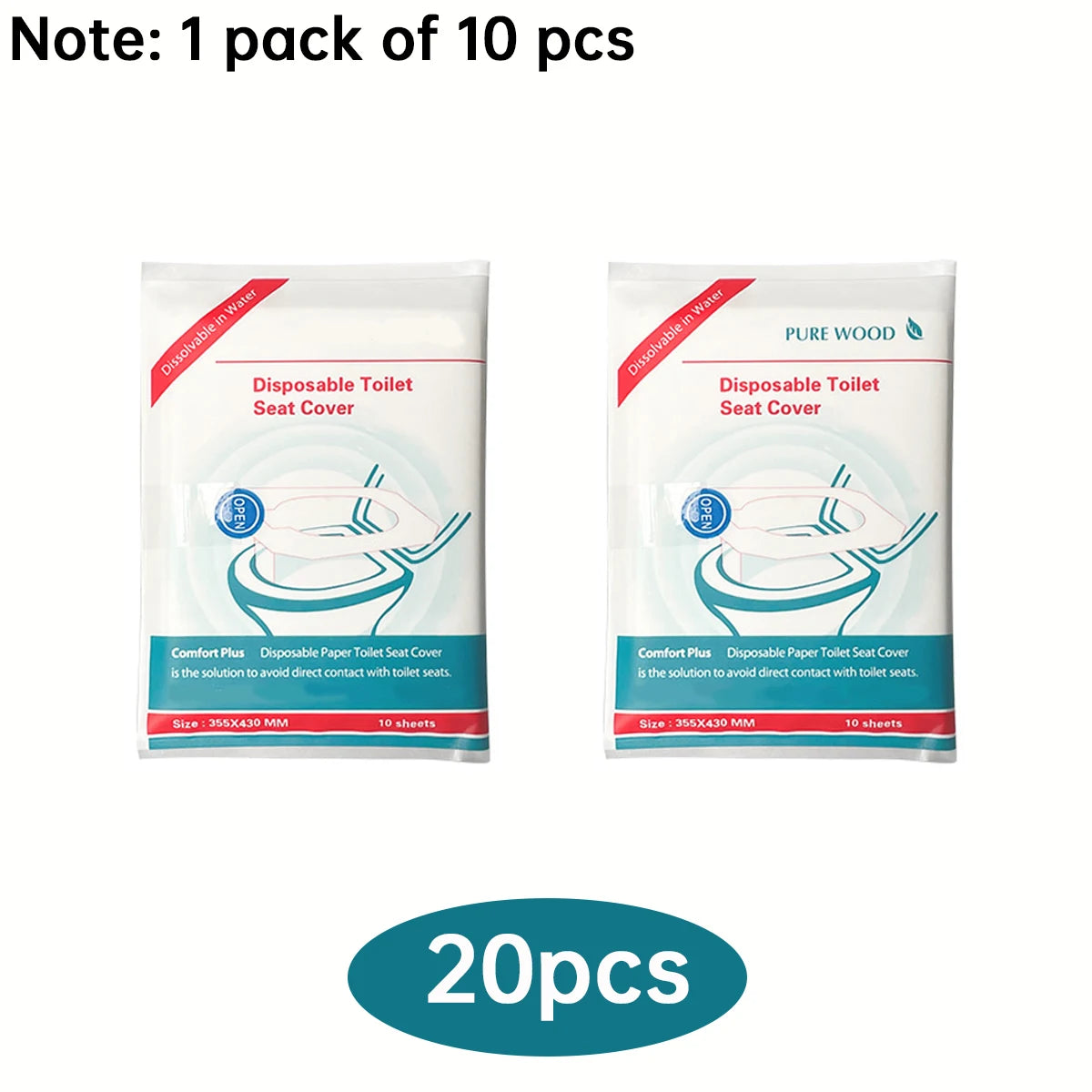 80/50/20pcs Disposable Toilet Seat, Public Restroom, Toilet Paper for Airplane & Camping Splash Proof, Adult Toilet Essentials Oasis Select 20pcs