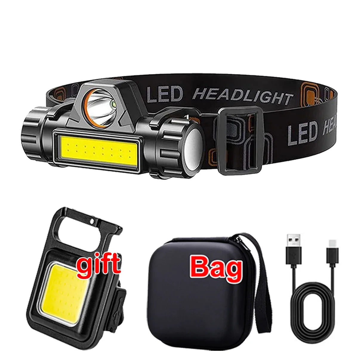 Rechargeable COB LED Headlamp – Magnetic & Waterproof 300 Lm