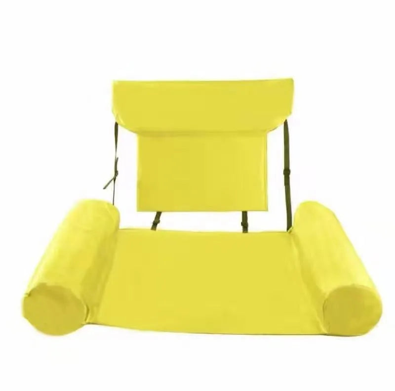 Inflatable Water Hammock Foldable Pool Float Lounger Mesh Air Mattress Recliner Bed for Adult Summer Swimming Beach Pool Party Oasis Select YELLOW
