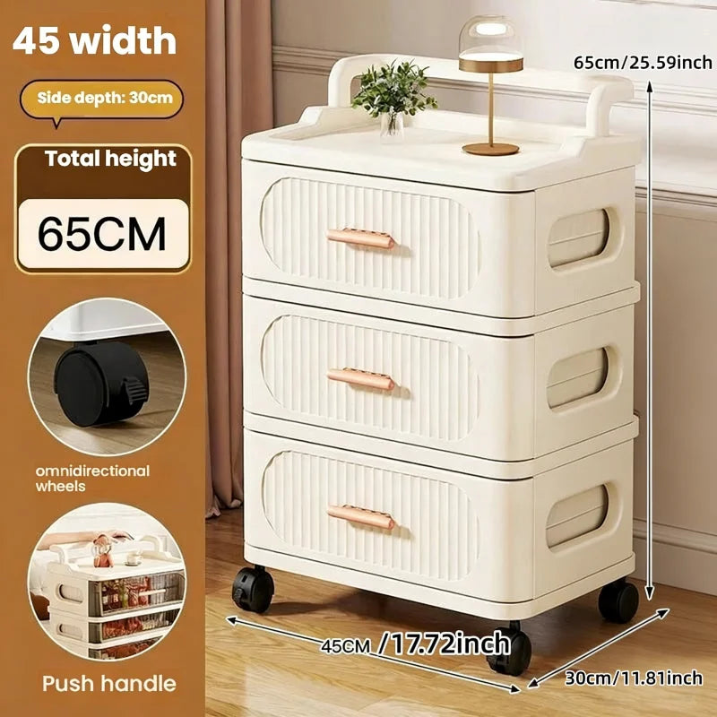 Drawer-style storage cabinet - A household portable storage unit for storing snacks and miscellaneous items in multiple layers. Oasis Select 45cm-3 layers-white