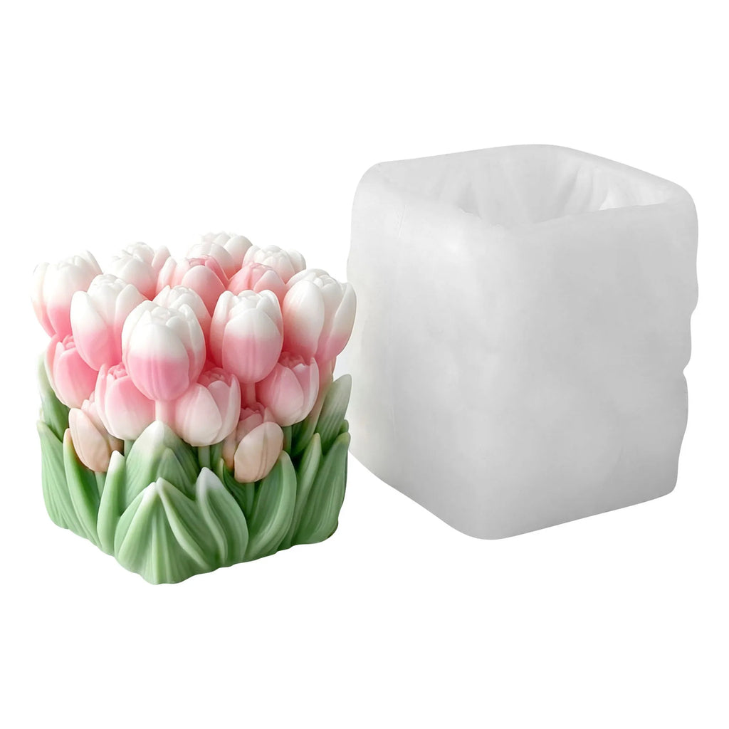 3D Tulip Flower Silicone Mold Tulip Bouquet Candle Mold for DIY Aromatherapy Candle, Soap, Resin, Plaster, Home Decor Oasis Select