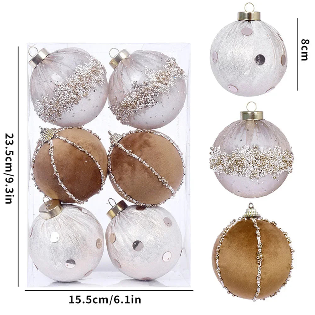 Christmas Decorations Cloth Wrapped Foam Ball Christmas Ball Kit Home Decor Christmas Trees Hanging Ornaments Oasis Select beige China Mainland