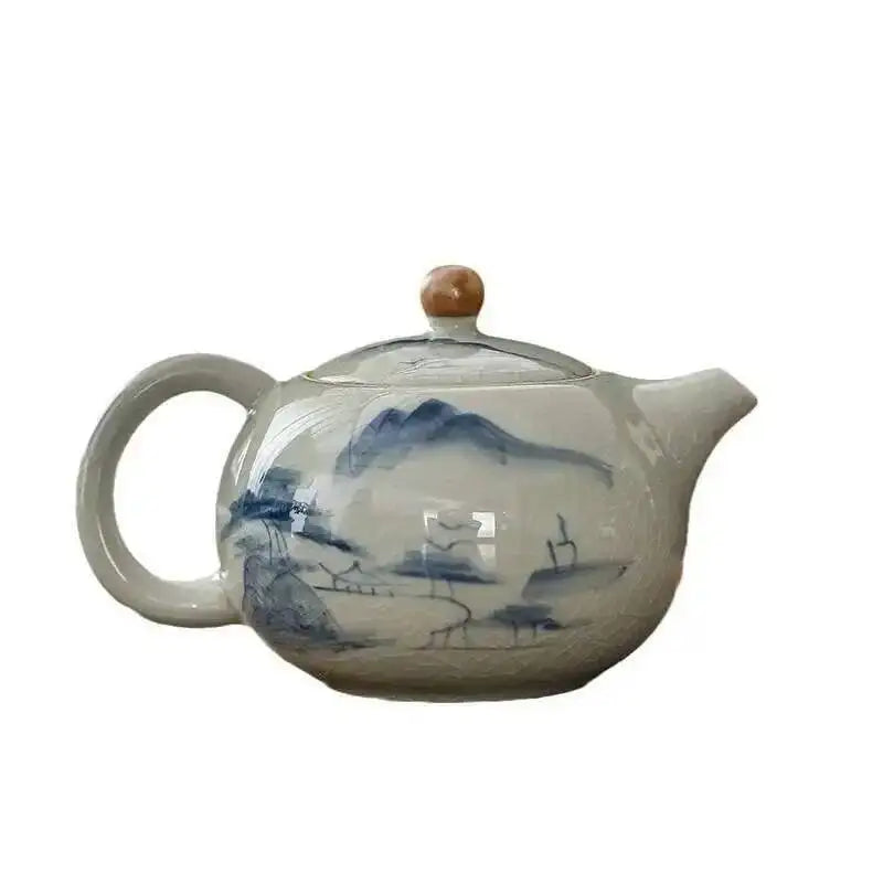 Multiple underglaze color hand-painted Ge kiln tea pots, ceramic ice cracked glaze single pot, Xi Shi pot, Kung Fu tea set tea Oasis Select