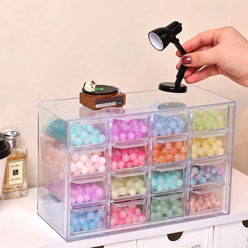 1pc acrylic 16 grid drawer style acrylic bead storage box, large capacity stackable loose bead jewelry accessory organizer Oasis Select