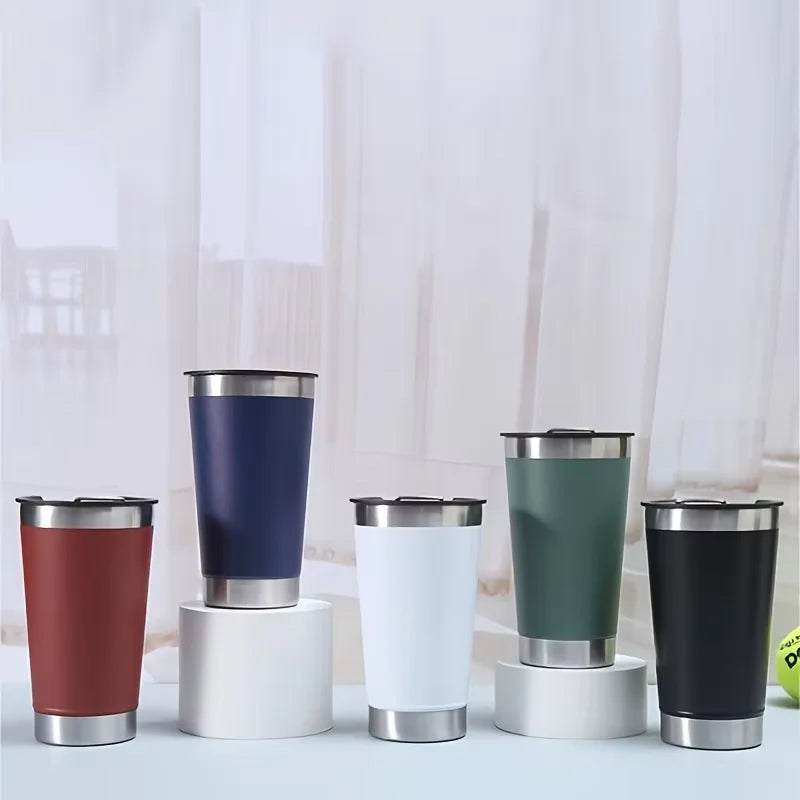 8pcs lusella Tumbler 16oz Stainless Steel Beer Mug, Double Wall Vacuum Insulated Tumbler, Cup Lid with Bottle Opener, Keeps Oasis Select 8pcs Blind box color