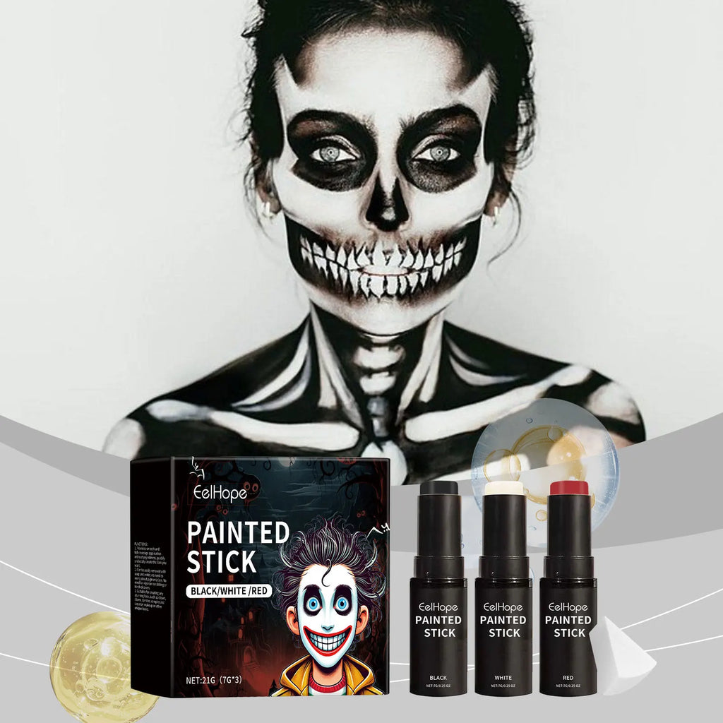 Halloween Body Paint Stick Set: Full-coverage body paint foundation, makeup, clown face paint Oasis Select