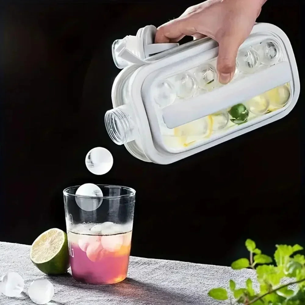 Portable 2-in-1 Folding Ice Maker Water Bottle with Creative Ice Cube Mold Ice Hockey Lattice Kitchen Bar Gadgets Ice Making Oasis Select
