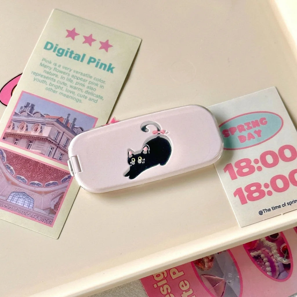 Pink Makeup Mirror Folding Invisible Cartoon Phone Holder Cute And Portable Back Sticker New Desktop Universal Adhesive Support Oasis Select Style 7