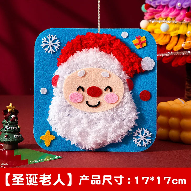 Christmas Gifts Non-woven Fabric Sewing Fun Thread Drawing Christmas Tree Children's Diy Handmade Material Toys Oasis Select Santa Claus