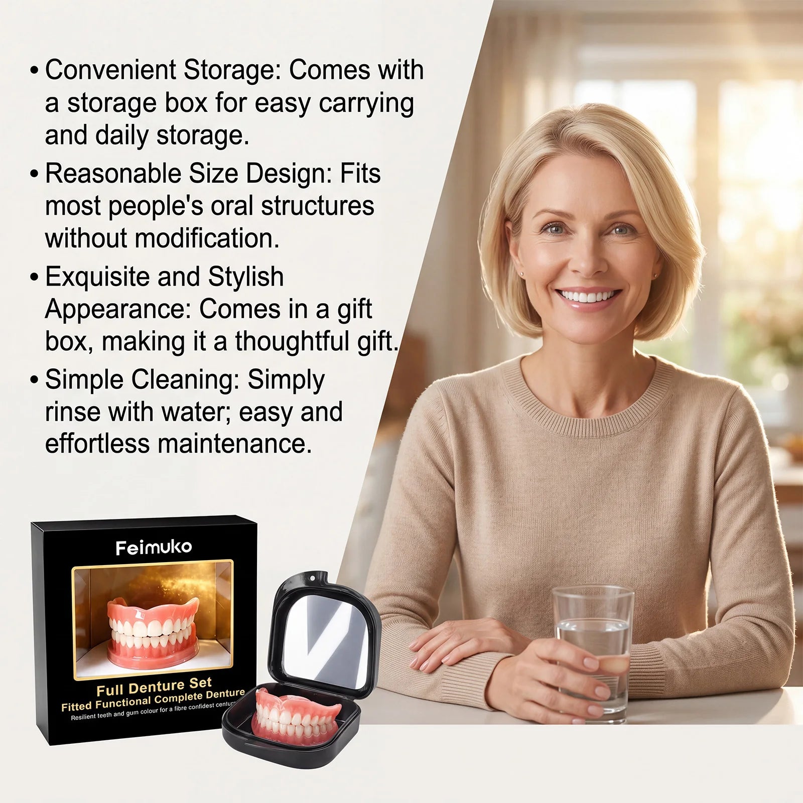 Reusable Cosmetic Teeth Veneer Set, Easy Wear Dental Veneers to Conceal Tooth Gaps for a Stunning Beautiful Smile Oasis Select