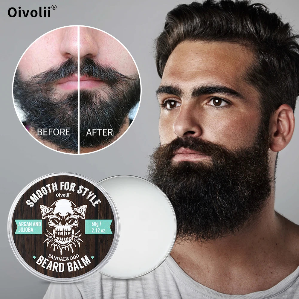 Beard Balm for Men - Beard Growth Argan Oil with Jojoba Oil & Coconut Oil - Moisturizing, Hydrating and Softening Cream Oasis Select