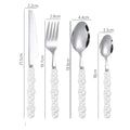 4Pcs/Set Luxury Dinnerware Stainless Steel Spoon and Fork Ceramic Pearl Handle Western Silver Cutlery High-looking Tableware Oasis Select Pearl-white-4pcs