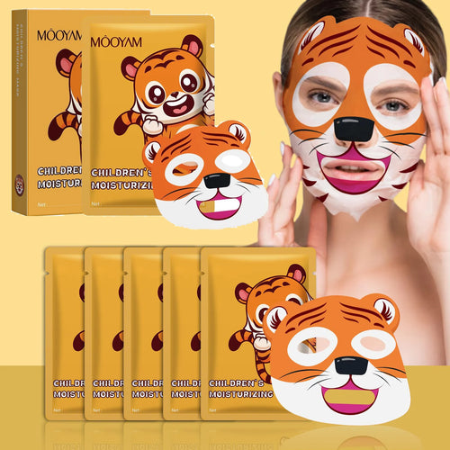 Animal Character Sheet Spa Masks for Kids Teens Collagen Hydrating Moisturizing Skincare Christmas Gift Set Party Favors, 5 Pack Oasis Select
