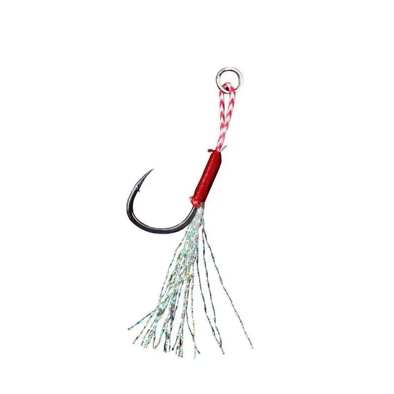 10/30/60pc Fishing Hook Jig Double PairHooks Barbed Thread Feather Accessories Pesca High Carbon Steel Fishing Lure Slow Jigging Oasis Select