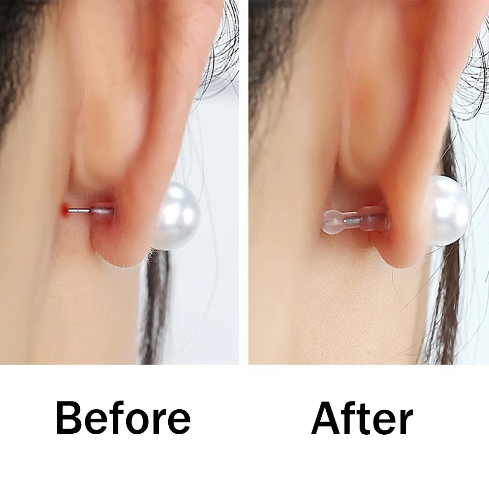 50pcs Comfort Impenetrable Soft Big-Long Earring Backs for Pierced Ears TPE Medical Grade Material Fit with All Types of Earring Oasis Select