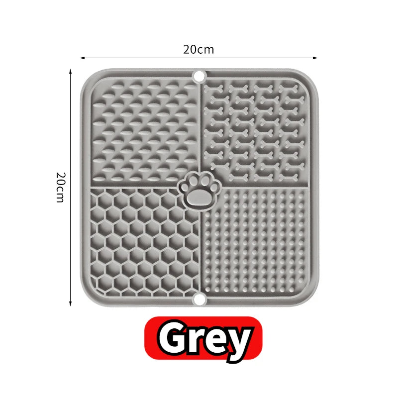 Pet Lick Silicone Mat Slow Feeder Dog Food Plate Bathing Distraction Sucker Training Feeder for Dogs Kitchen Supplies Oasis Select Grey