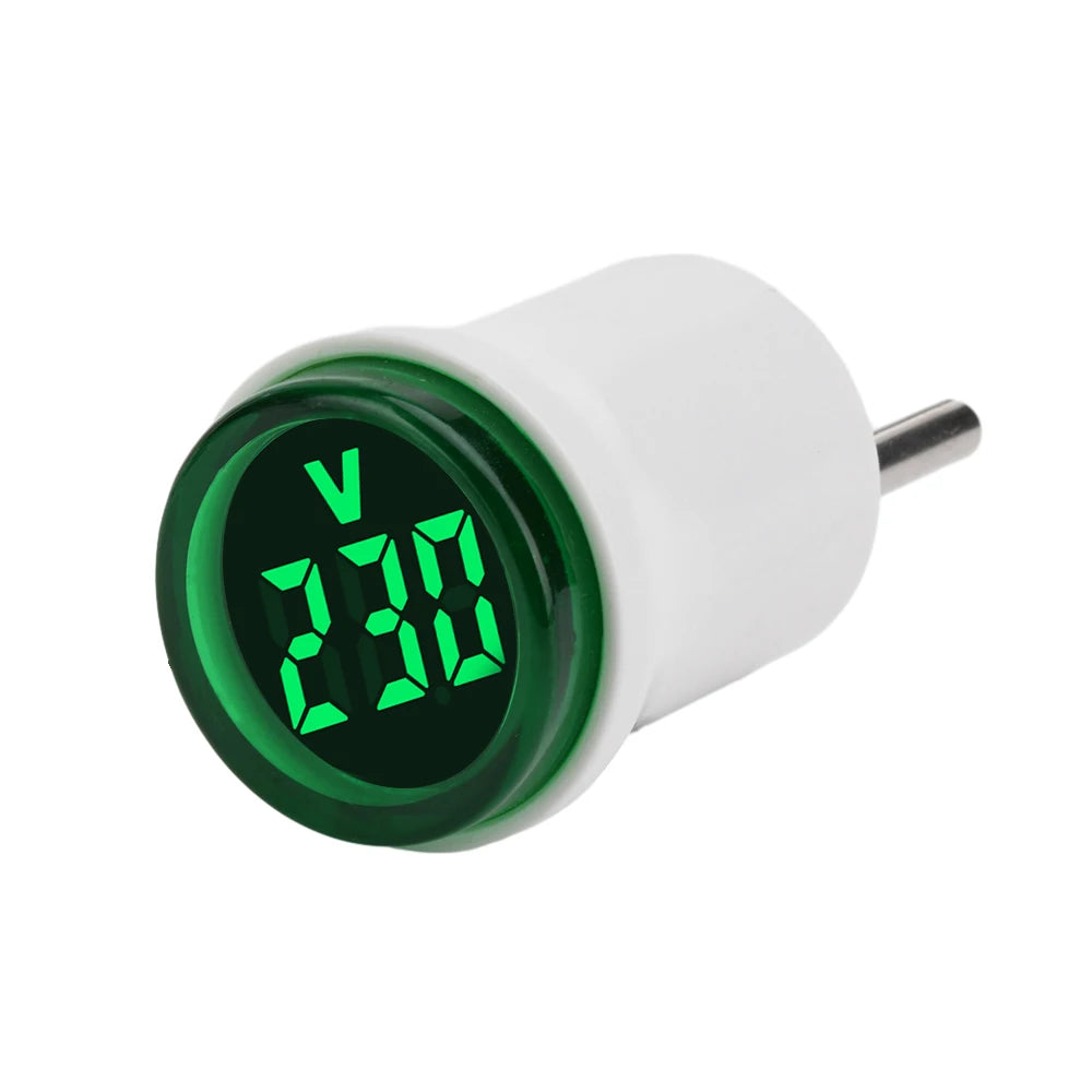 LED Digital Voltmeter AC 50-500V Round Mini Voltage Meter Red/White/Blue/Green/Orange Voltage Tester Voltage Monitor EU Plug Oasis Select Green