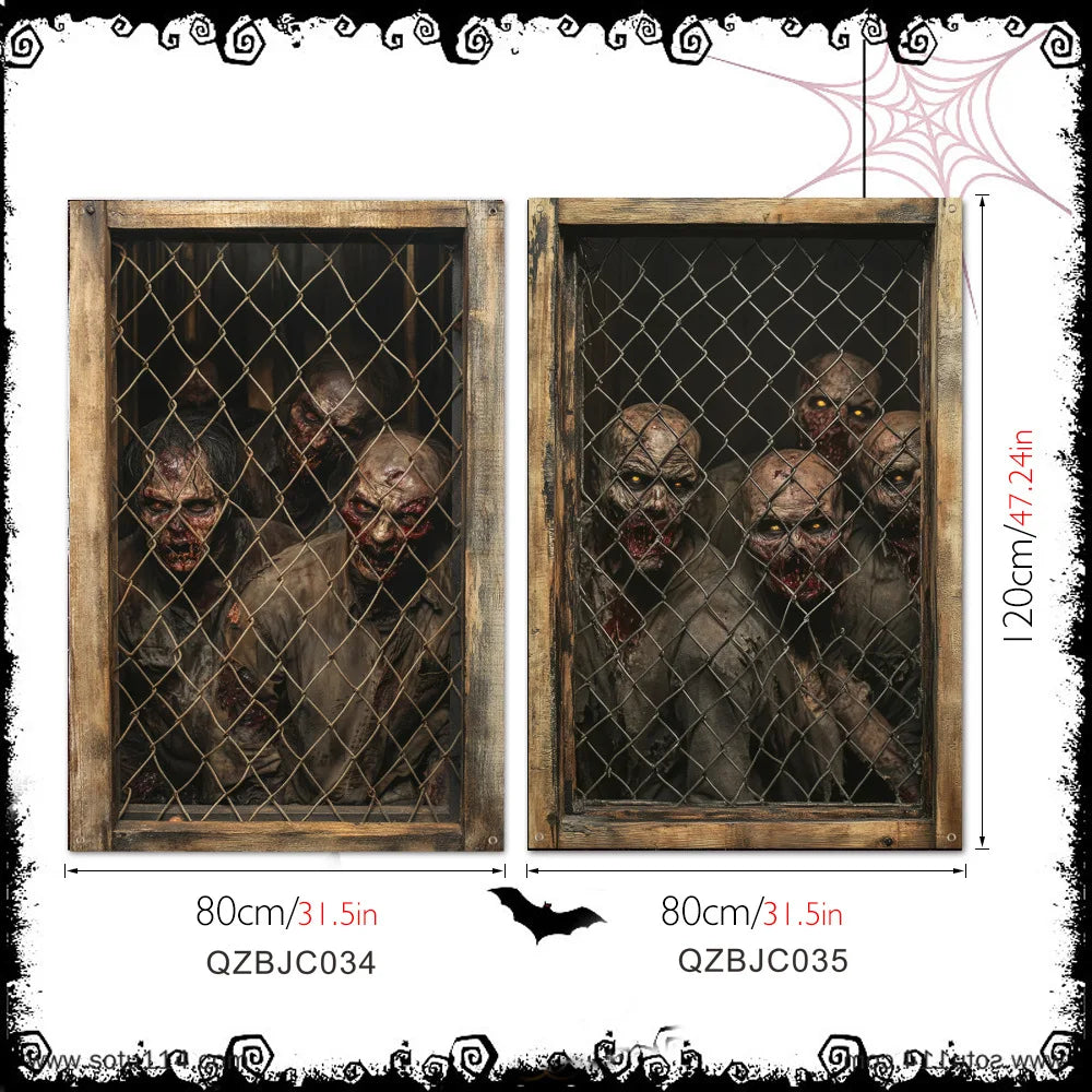 New Halloween Horror Eye Character False Window Decoration Holiday Window Costume Decoration Oasis Select QZBJC034 QZBJC035 With 10m ribbon