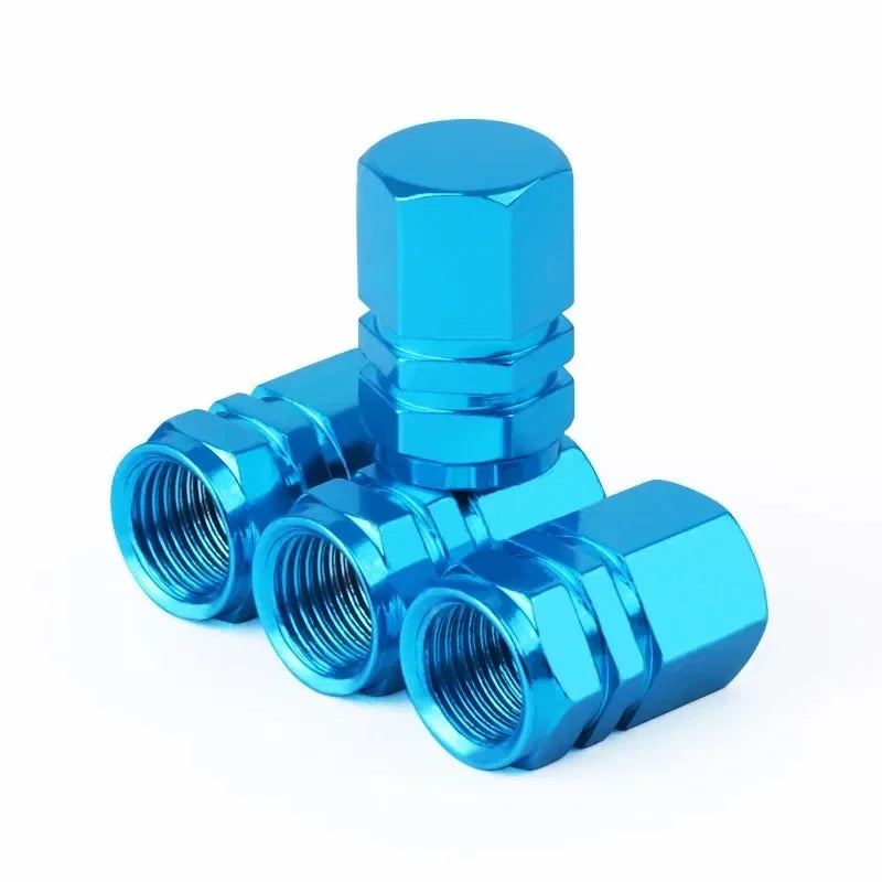 Tire Valve Stem Caps Decorative Tires Accessories Aluminum Alloy Nipple Wheel Caps For Cars Motorcycles Bicycle Cover Dustproof Oasis Select sky blue 4pcs