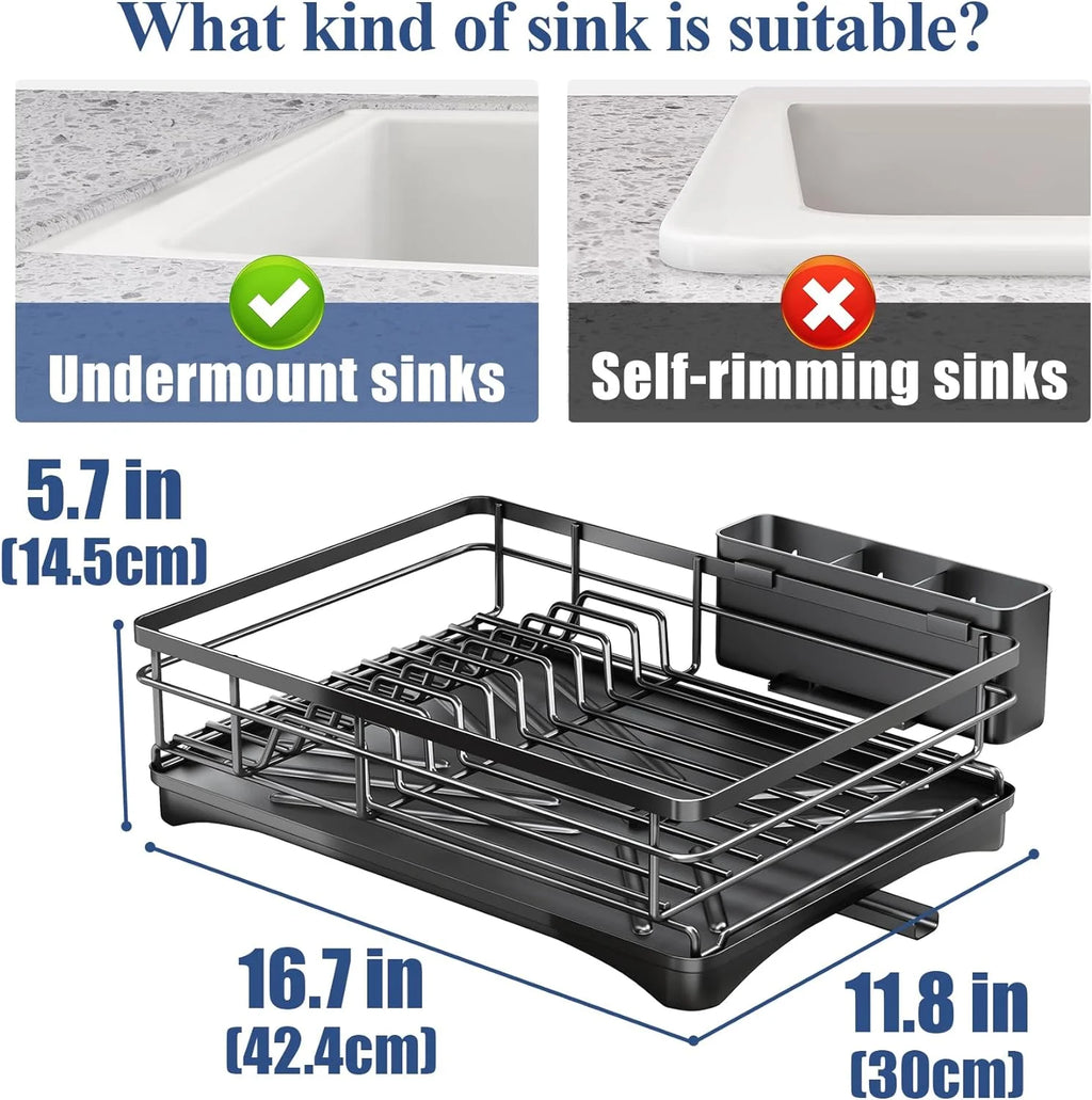 Dish Drying Rack for Kitchen Counter Large Dish Rack with Drainboard Rustproof Dish Drainer with Utensil Holder for Sink Oasis Select