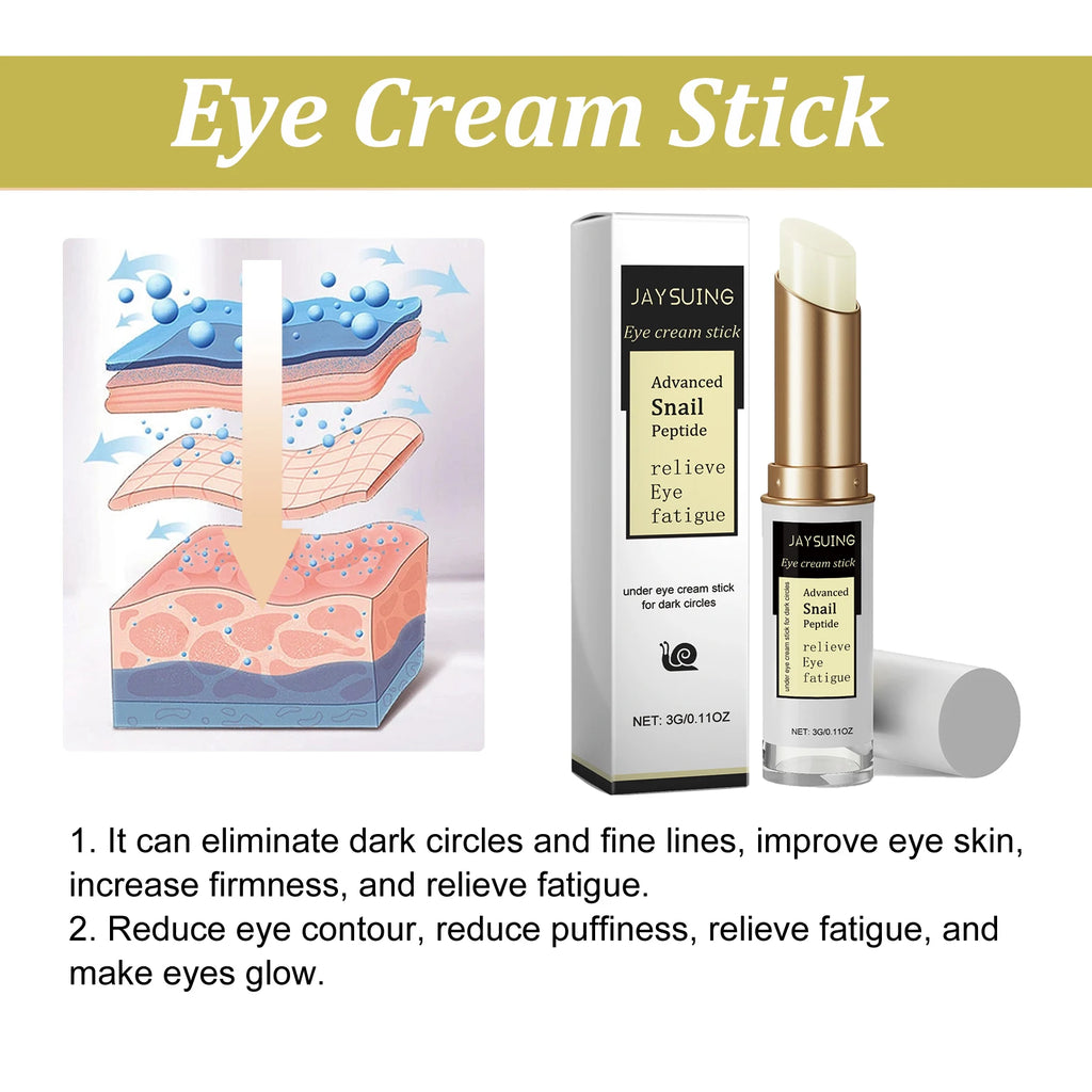 Snail Eye Cream Stick Anti-Puffiness Wrinkle Removal Fade Dark Circle Fine Lines Repair Moisturizing Firming Lightening Eye Care Oasis Select